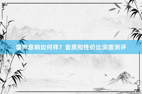 雷声息响如何样？音质和性价比深度测评